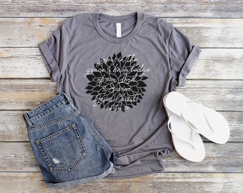 Grow in Grace & Knowledge T-Shirt Christian T Shirts for Women Unisex Christian Floral Shirt Jesus Shirt Flower Shirt