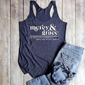 Mercy & Grace Tank Top Definition Tank Women Christian Tank Tops for Women Christian Bible Verse Tank Mercy Faith Jesus Racerback Tank