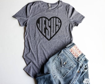 Christian Valentine Shirt Junior Fitted Christian T Shirts Jesus Shirt Women Jesus Heart Shirt Christian Valentine Gift Heart Shirts Women