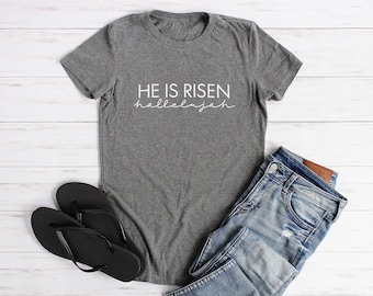 Christian T Shirts Junior Fitted Christian Shirts Bible Verse Shirts Cute Shirts For Women Easter Shirts He Is Risen Hallelujah Shirts