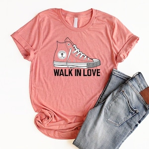 Walk In Love Shirt Unisex Christian Shirts for Women Cross Tee Christian Valentines Day Shirt for Men Bible Verse Tshirt Ephesians 5:2 Tee