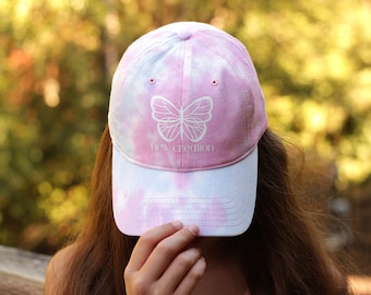 Butterfly Baseball Hat Christian Dad Hats for Women Tie Dye Baseball Caps Girls Unstructured New Creation Cute Christian Kids Hat