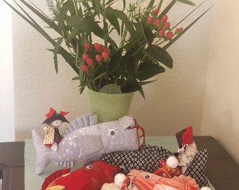Koi-fish decor made by kimono fabric(can be ornament)
