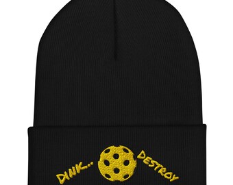 Dink Destroy Pickleball Beanie | Funny Pickleball Hat | Pickleball Gift for Players | Winter Court Beanie | Pickleball Lover Knit Cap