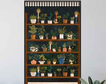 Plant Shelf & Rainy Night Wall Art.