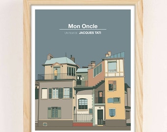 MON ONCLE, Jacques Tati, Minimal Movie Poster.