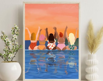 Feministische kunstprint, girl power, body positive muurkunst
