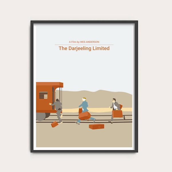 The Darjeeling Limited Print: Wes Anderson Movie Poster, Minimalist Film Art