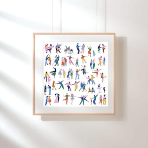 Let&#39;s Dance Art Print, Diversity Wall Art, Dance Move Poster, Diversity Dancers, Fun Pop Art, Wall Art Print, Dancing Art