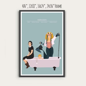 MERMAIDS, Cher, Winona Ryder, classic movie poster, minimalist Movie Print, film poster art.
