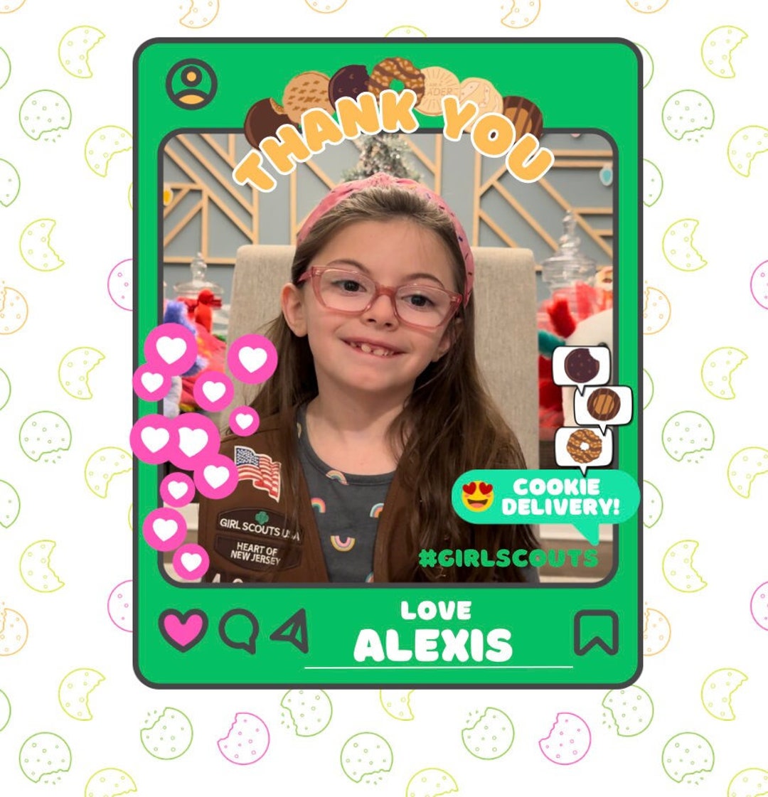 Personalized Digital Girl Scout Cookies Thank You Note Cookie Thank You