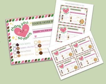 Girl Scout Cookies 2026 Printable Thank You Note 4"X6" | Thank You Card | ABC Bakery | Cookie Tag | Cute Heart Cookie Thank You