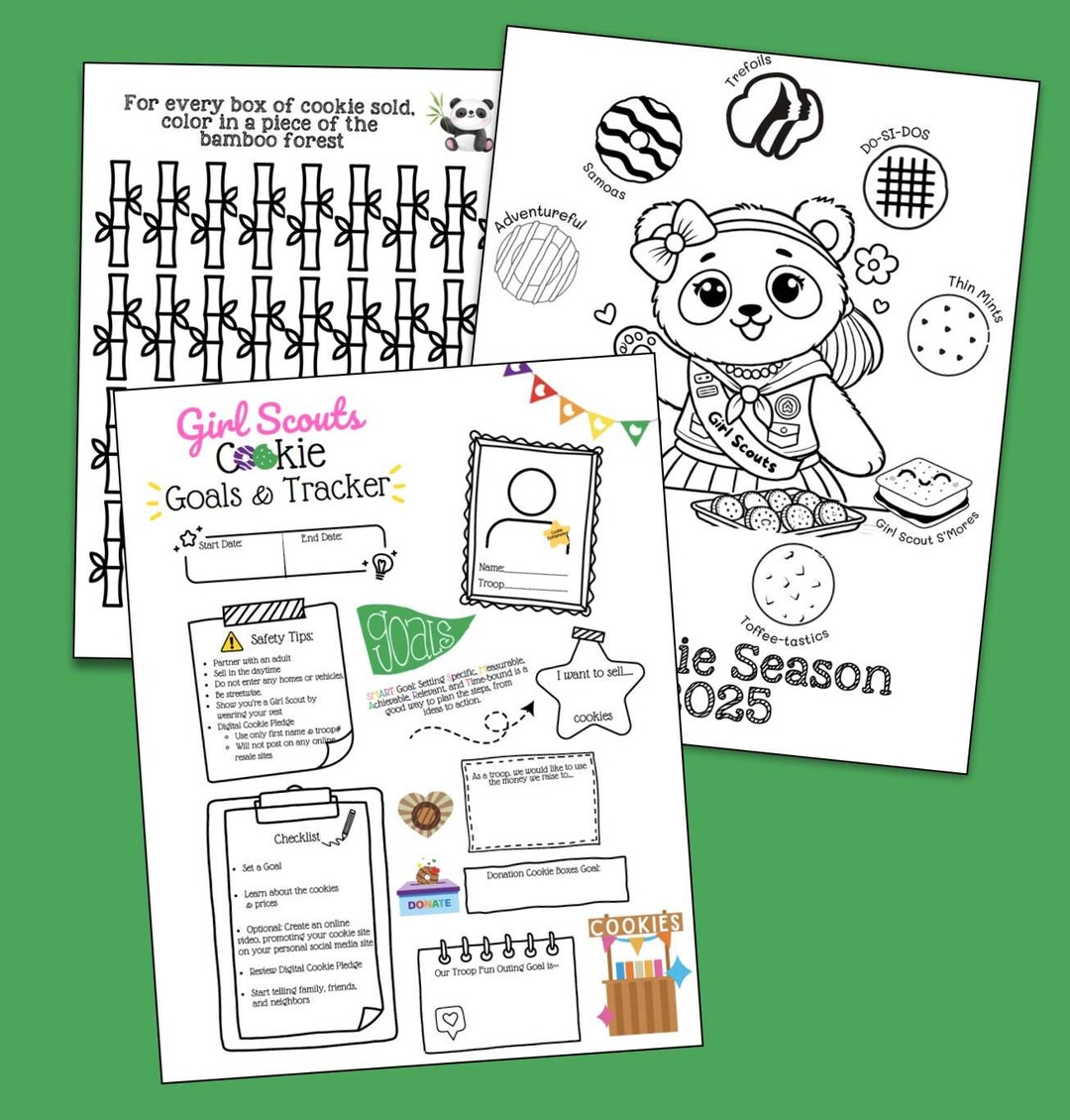 2025 Girl Scout Cookie Tracker and Cookie Coloring Sheet | Little Brownie Baker | Cookie Rally ...