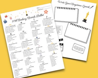 2025 Oscar Academy Award Party Ballot | Award Ceremony | 97th Academy Awards | Movie Party