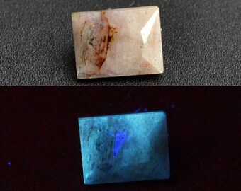 Fluorite Calcite 4.02cts Long Bag Cut 16.50 x 6.90mm Y578 Fluorescent UV Light Loose Gray and Brown Gemstone Rare Gem Stone