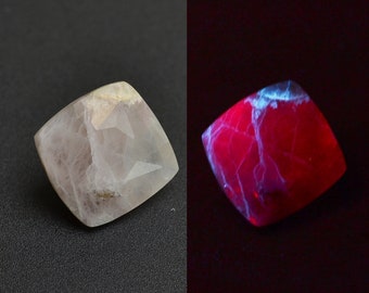 Fluorite Calcite 4.02cts Long Bag Cut 16.50 x 6.90mm Y578 Fluorescent UV Light Loose Gray and Brown Gemstone Rare Gem Stone