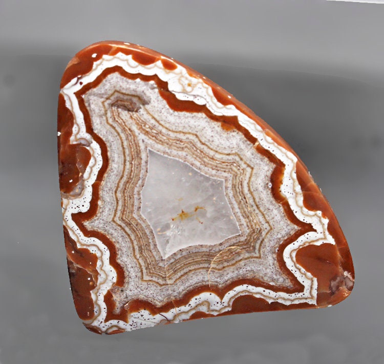 Idar-Oberstein Agate 42.41 ct Cabujón alemán lujoso 41.70 x 31.60 x 4.60 mm  y100720 marrón y piedra preciosa gris suelto gema cab Stone