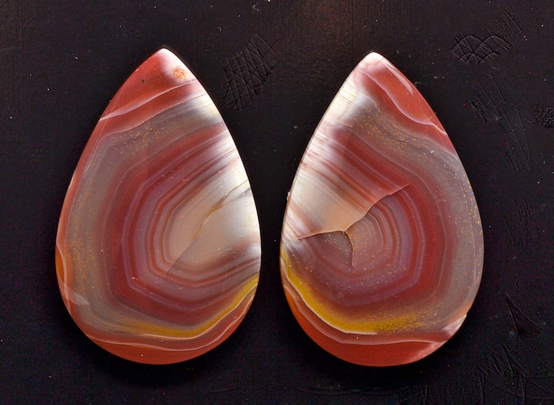 Agate creek 42.20 ct drop pair cabochon 33.0 x 21.3 mm Australia y32681 Red Cab Gemstone Loose Gem Stone Paired