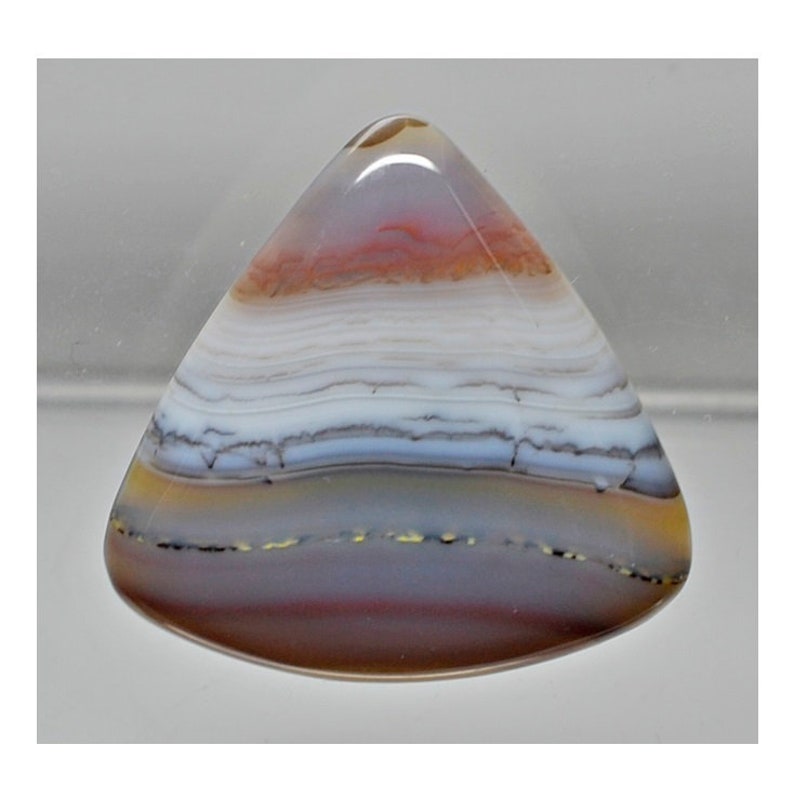 Trillion Shape Cabochon 45.10 x 44.30 x 7.60 mm y30833 Red Beige Gray Gemstone Cab Loose Gem Stone Brazilian Agate 98.55 ct