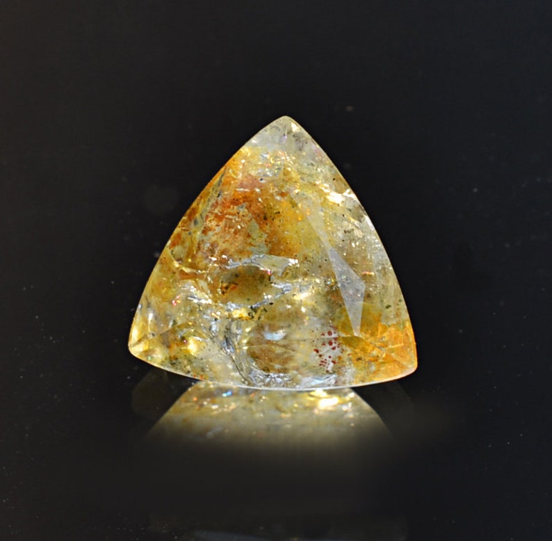 New Find Trillion Cut 12.50 x 12.50 x 7.50 mm Brazil y99906 Yellow Gemstone Loose Faceted Gem Stone Aqua Fire 5.56 ct