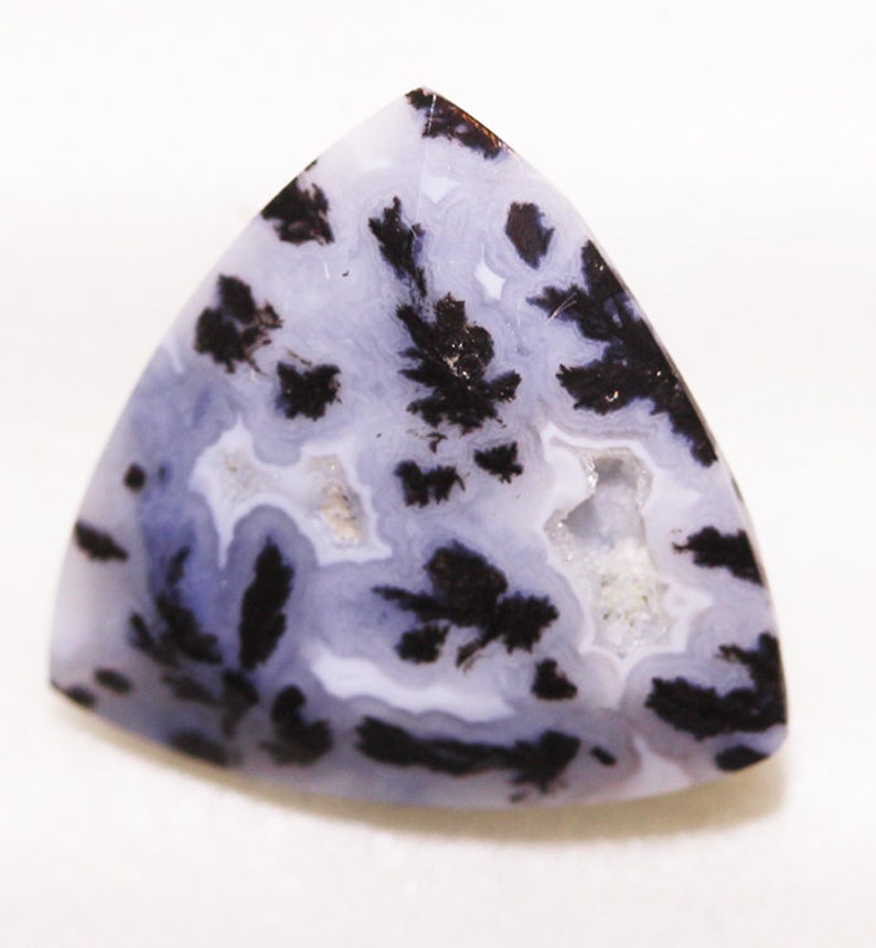 Pyrolusite Agate 9.04cts Trillion Cut 15 x 15mm Hardness 7 USA T456 Black and White Gemstone Loose Faceted Gem Stone Triangle