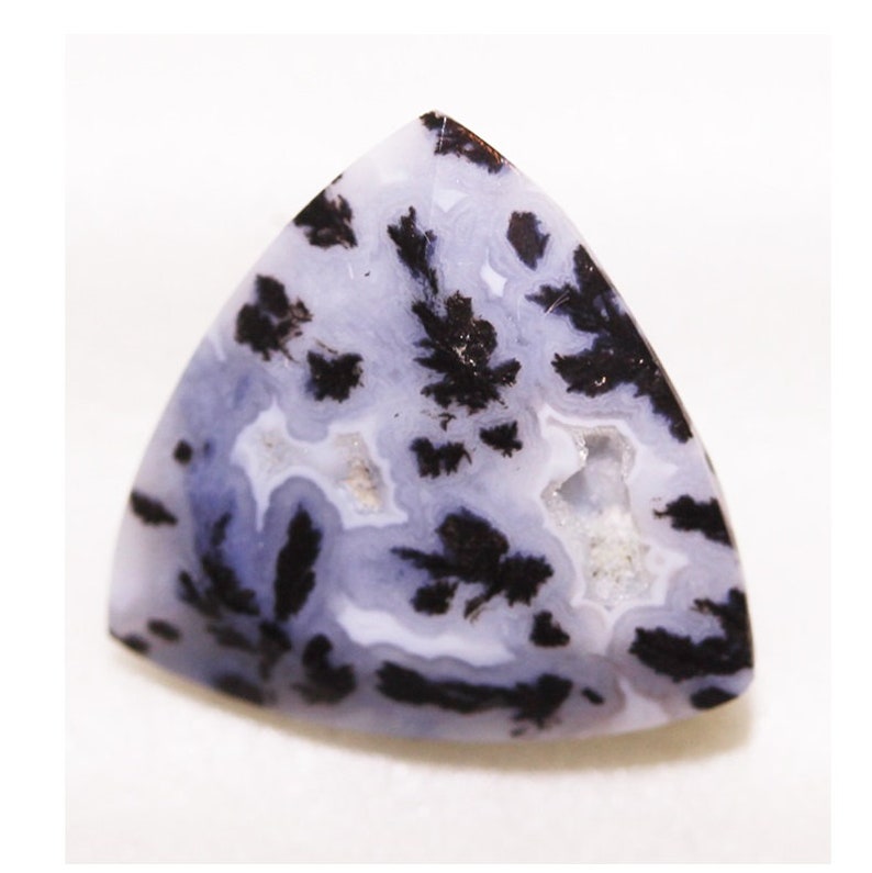 Pyrolusite Agate 9.04cts Trillion Cut 15 x 15mm Hardness 7 USA T456 Black and White Gemstone Loose Faceted Gem Stone Triangle