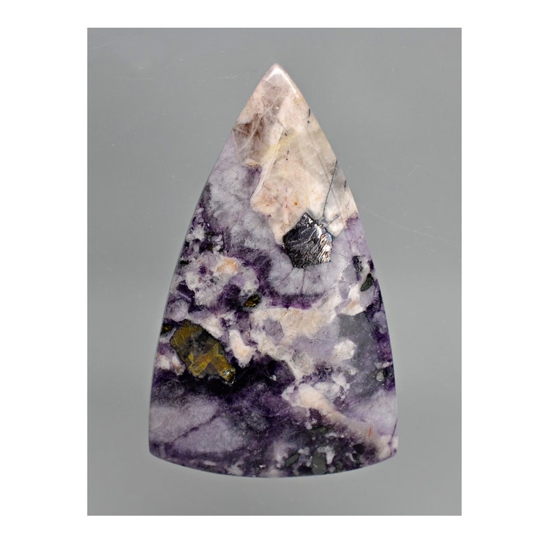 Fluorite Galena Sphalerite 55.65 ct Fancy Cabochon 40.3 x 24.5 x 6.9mm y98875 Gray Pink and Purple Gemstone Cab Loose Gem Stone