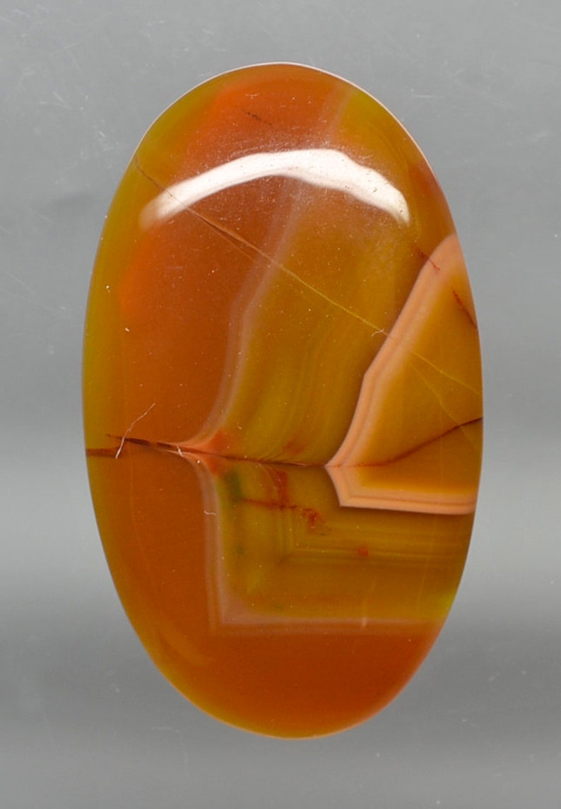 Condor Agate 30.90 ct Oval Cabochon 34.8 x 20.4 mm Argentina y32310 Red and Orange Gemstone Smooth Cab Loose Gem Stone
