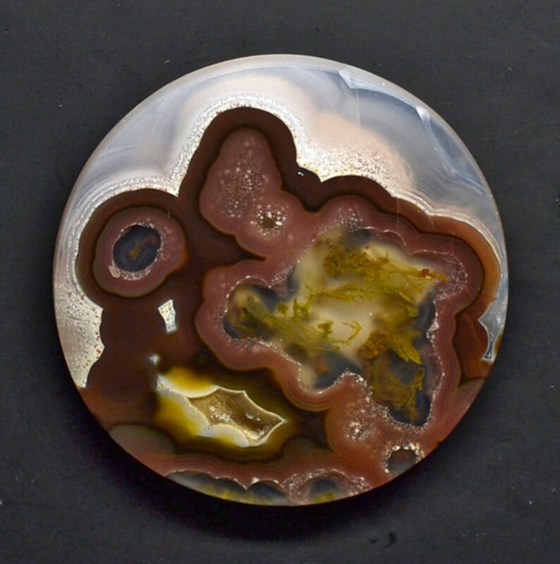 Agua nueva Agate 54.43 ct round cabochon 40.1 mm y30700 Cab Gemstone Loose Gem
