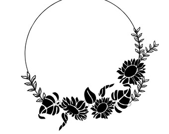 Free Free 346 Sunflower Wreath Svg Black And White SVG PNG EPS DXF File