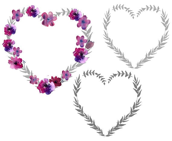 Flower Heart Wreath Clipart