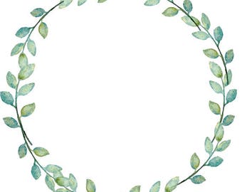 Greenery Clipart Leafy Wreath Laurel Greenery Wreath Watercolor Clipart Minimalist Wreath Wedding Wreath