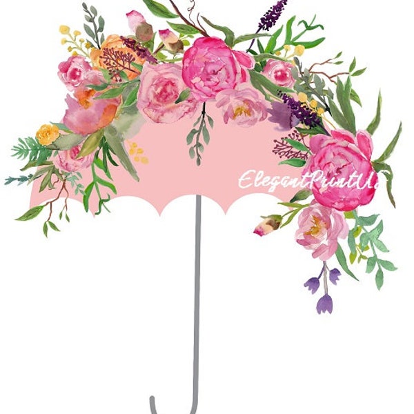 Umbrella Clipart Watercolor Flowers Peony Parasol Clipart Baby Shower Bridal Shower