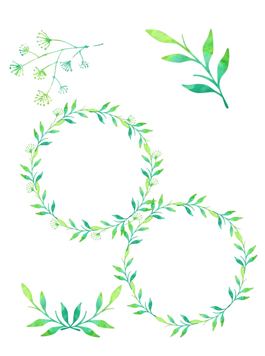 Greenery Clip Art Leafy Frame Watercolor Foliage Wreath Green Leafy ...
