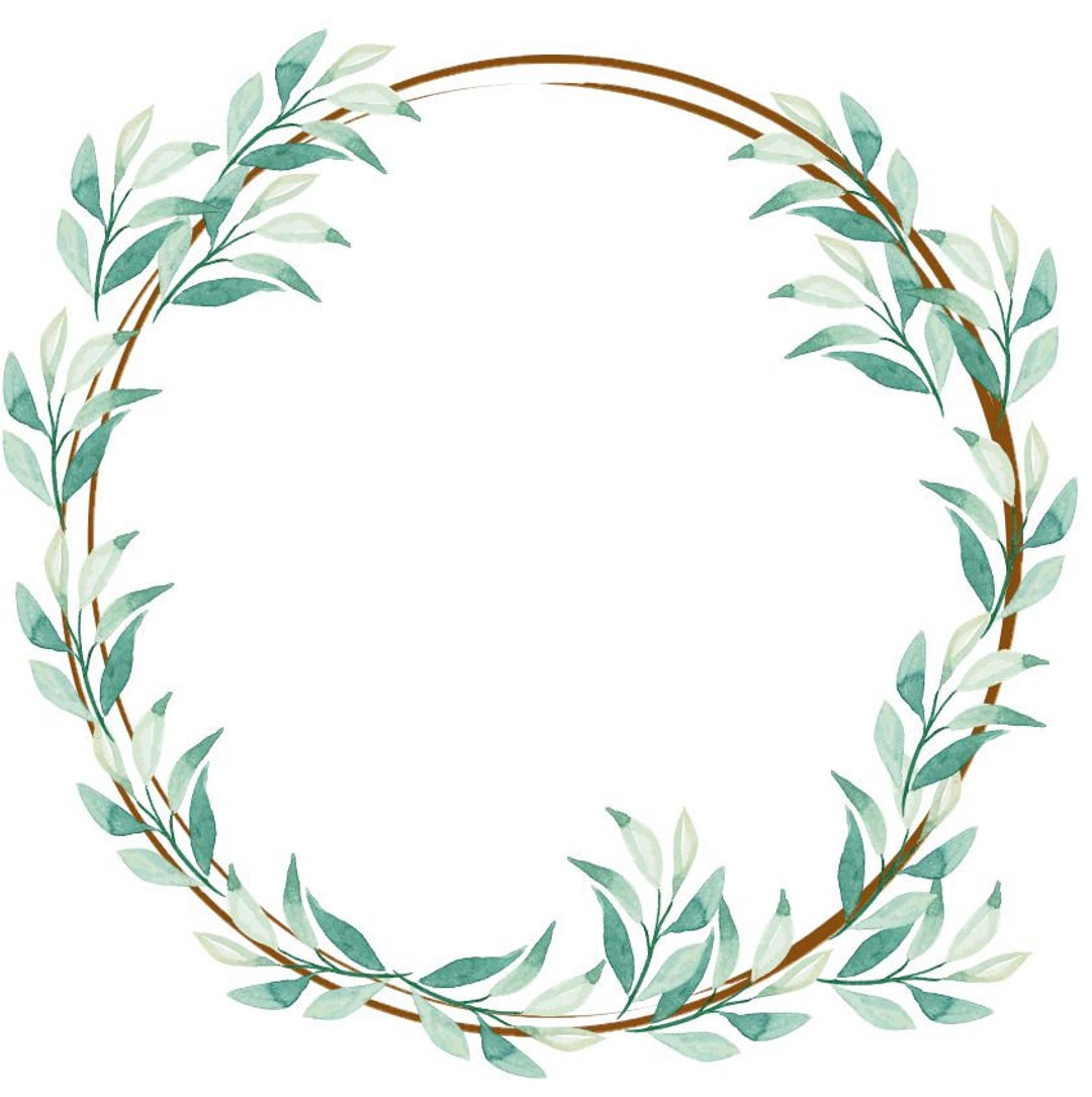 Greenery Clip Art Rustic Watercolor Wreath Minimalist Wreath Round