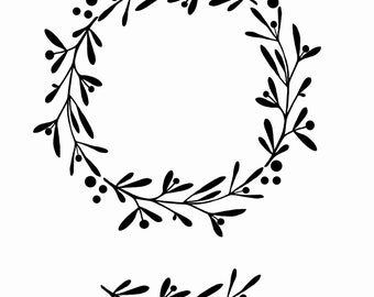 Mistletoe Wreath Clip Art: Black Berry Branch SVG PNG (Digital Download)