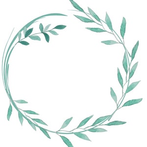 Eucalyptus Wreath Wedding Greenery Clip Art Watercolor Wreath  Minimalist Wreath Leafy Frame Foliage Clip art