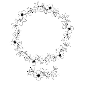 Flowers Outline Wreath Swag Set Clip Art Botanical Illustrations SVG PNG Floral Frame