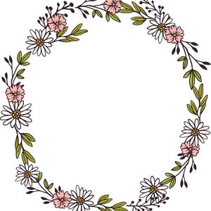 White Pink Clipart Daisy Clipart Daisy Wreath Daisy Frame Floral Frame Wild Flower Clipart White Pink Wreath