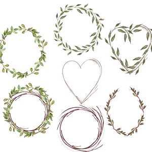 Greenery Clipart Rustic Clip Art Watercolor Wreath Watercolor Clipart Minimalist Wreath Foliage Frame Leafy Wreath