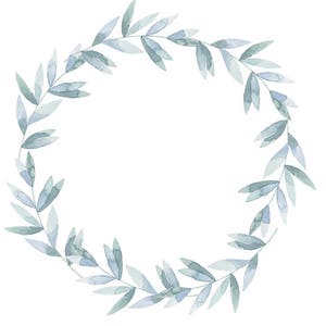Blauer Aquarell Kranz Minimalistischer Kranz Blatt Kranz Aquarell Rahmen BlattRahmen Kranz Clipart