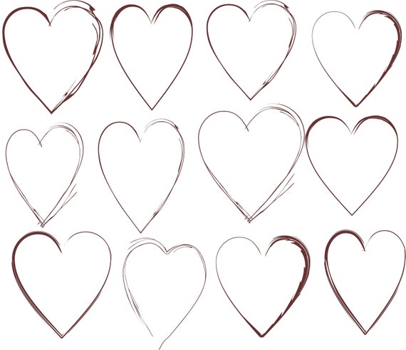 Herz Clipart Rustikal Herzen Clipart Schwarz Braun Herzen Etsy
