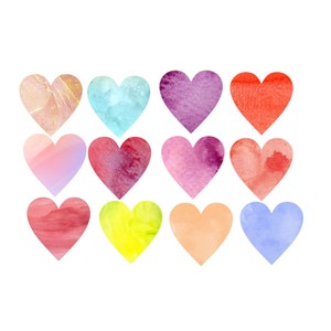 Watercolor Hearts Clipart Multicolor Hearts Wedding Baby Shower Heart Silhouette