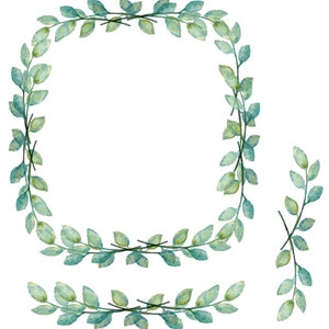 Greenery Clipart Blattkranz Laurel Greenery Frame Aquarell Clipart Minimalist Kranz Hochzeitskranz