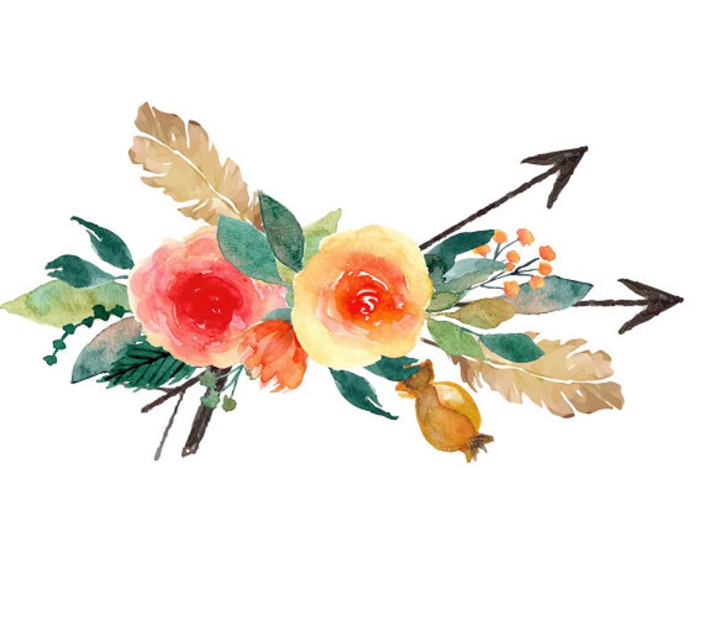 Bohemian Clipart Watercolor Clipart Watercolor Bouquet - Etsy