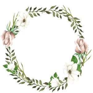 Weiß rosa Kranz Anemone Rosen Aquarell ClipArt Blumenrahmen