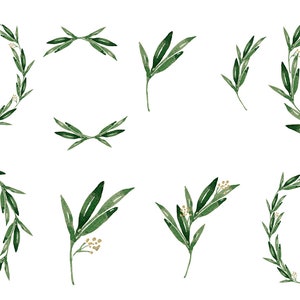 Eucalyptus Wreath Clip Art: Watercolor Greenery Wedding Elements (Digital Download)