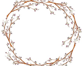 Couronne Aquarelle Aquarelle Clipart minimaliste Couronne arbre branche fleur fleurs fleurs roses