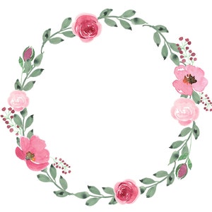 Rosa Blush corona Rose floreale cornice acquerello fiori invito corona