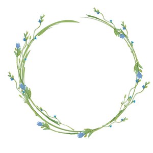 Corona minimalista cornice blu verde dell'acquerello ghirlanda verde Clipart